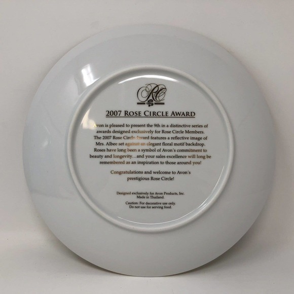 Rose Circle 2007 Collectible Plate Avon Award Representative Gift 22K Gold New - Picture 6 of 12